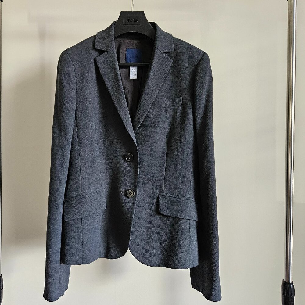 J.Crew 100% Wool Two-Button Blazer Dark Charcoal Grey - Size 4